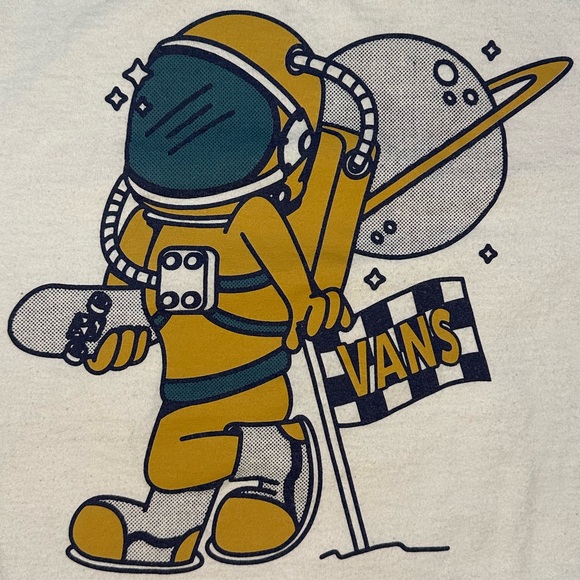 Vans Off The Wall Small Astronaut W Skateboard Skater Double Sided T Shirt EUC - Picture 2 of 6